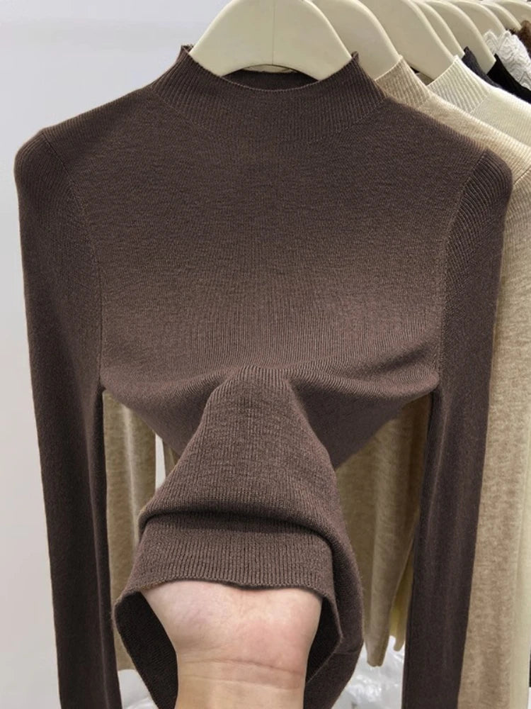 Autumn Winter Turtleneck Sweater Women 2025 Solid Slim Pullover Warm Casual Jumpers Korean Fashion Knitwear Base Layer Tops